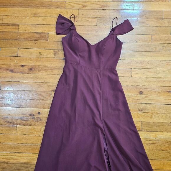 JENNY YOO Priya Cold Shoulder Chiffon Evening  GOWN SIZE 4 - Picture 5 of 7
